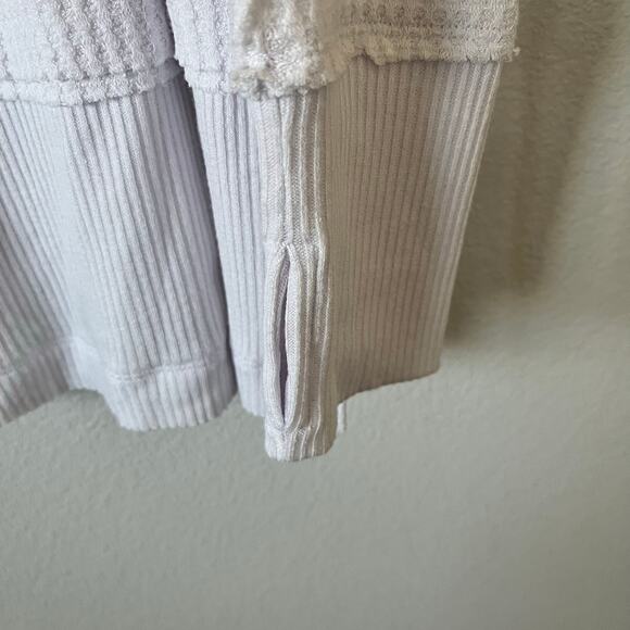 NWT We the Free White Thermal Waffle Knit Long Sleeve Drop Hem Blouse | Size L - Picture 10 of 12
